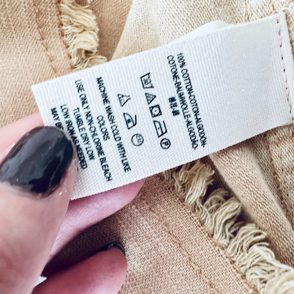 Free People Mini Skirt Womens Size 10 Tan Button Front Belted Utility Fringe - Picture 10 of 11